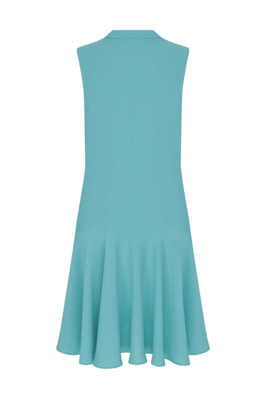 Fularlı Günlük Elbise Turkuaz - 5