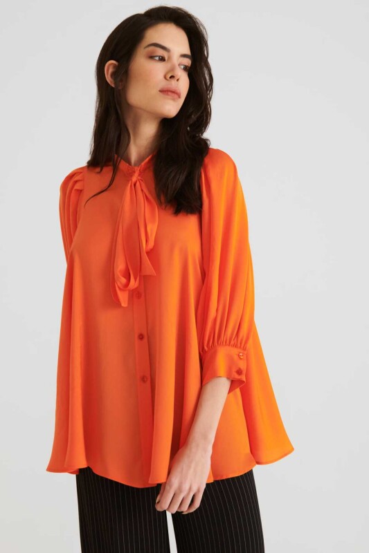 Fularlı Kadın Gömlek Oranj - 1