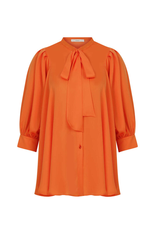 Fularlı Kadın Gömlek Oranj - 4