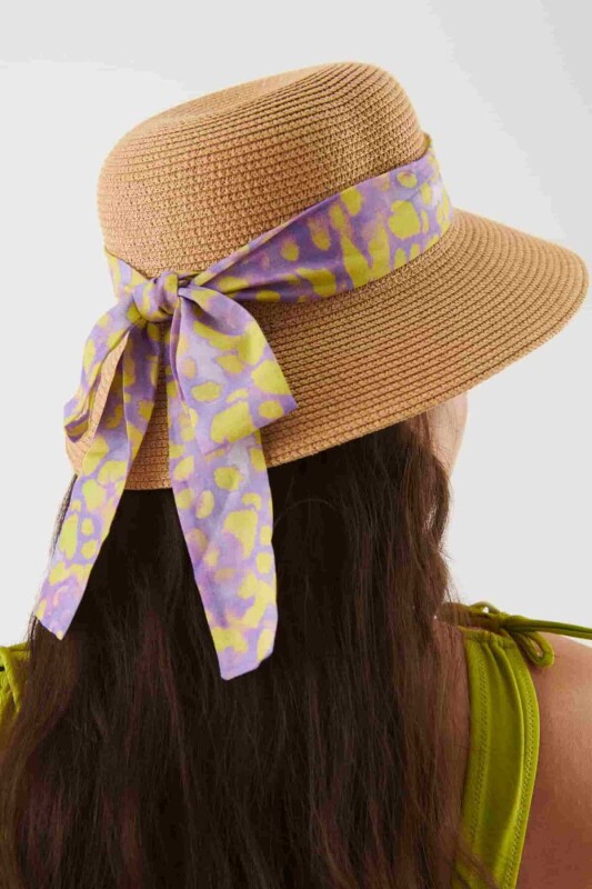 Fularlı Plaj Şapka Naturel - 2