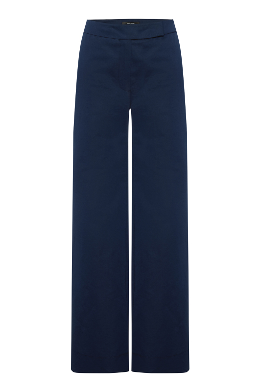 Geniş Düz Paça Pantolon Lacivert - 4