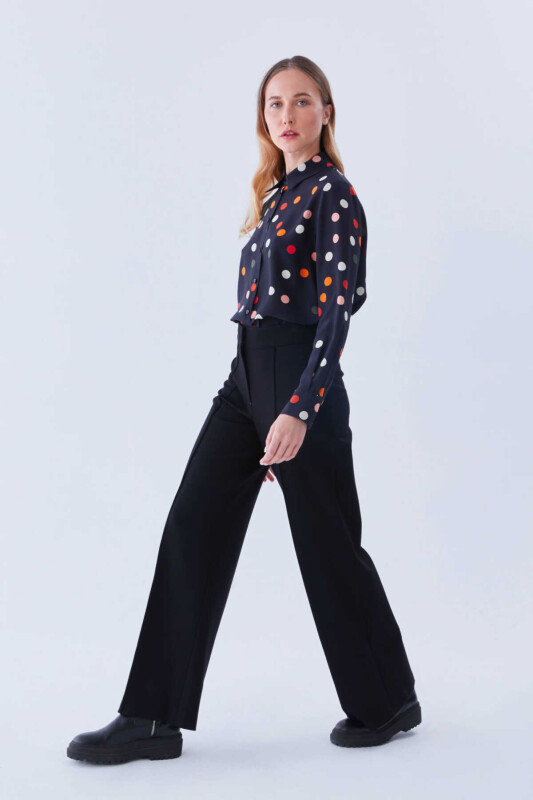  Geniş Kadın Pantolon Siyah - 3