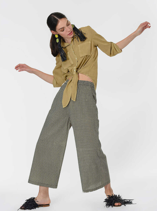 Geniş Paça Desenli Pantolon Standart Renk - 4