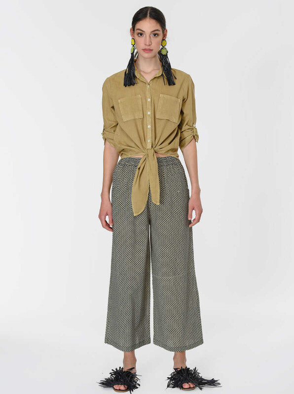 Geniş Paça Desenli Pantolon Standart Renk - 1