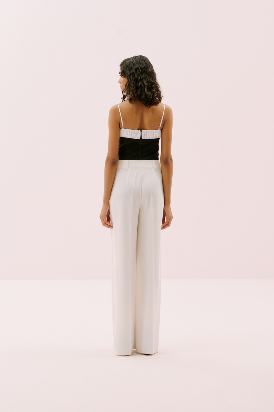 Geniş Paça Krep Pantolon Beyaz - 2
