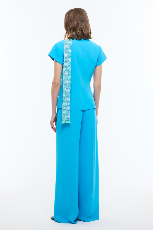 Geniş Paça Krep Pantolon Mavi - Roman (1)