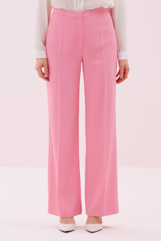 Geniş Paça Krep Pantolon Pembe - 3