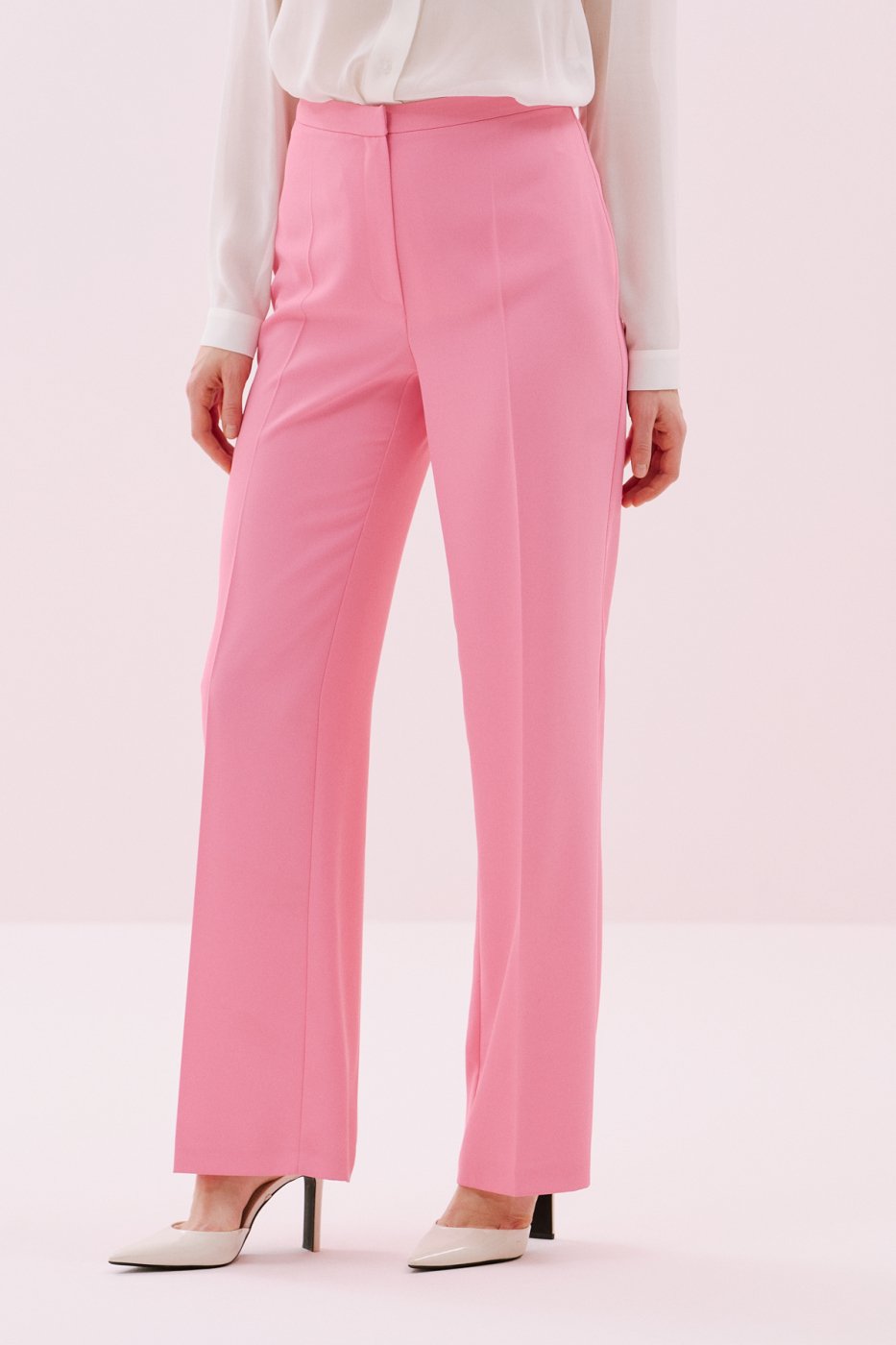 Geniş Paça Krep Pantolon Pembe - 4