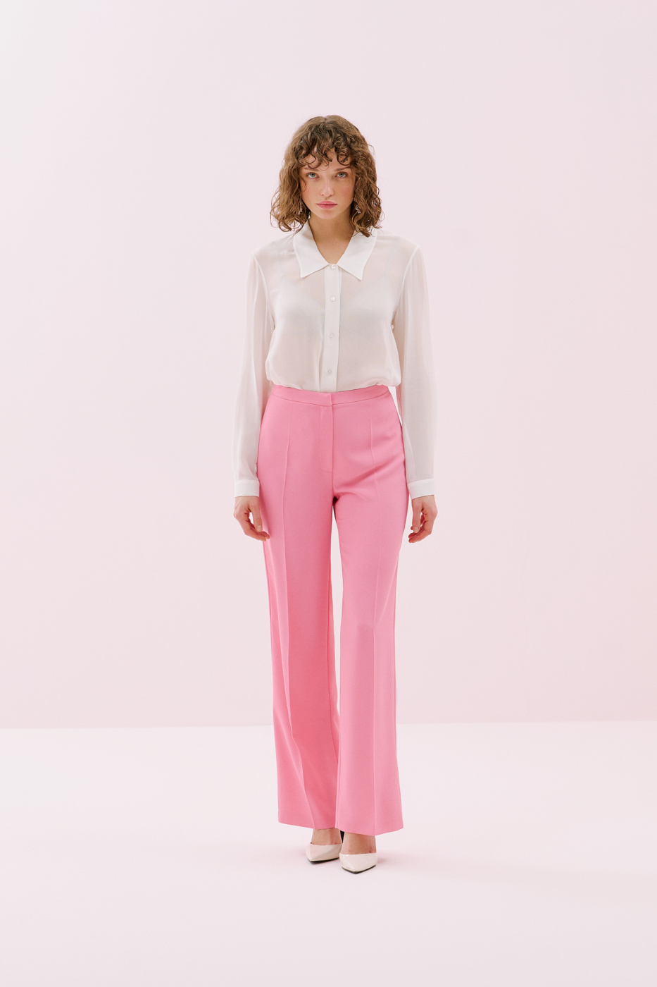 Geniş Paça Krep Pantolon Pembe - 1