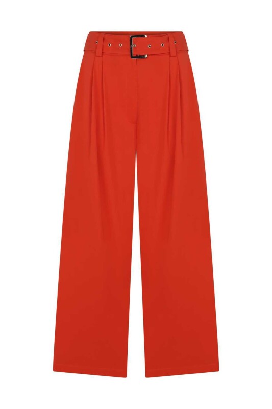 Geniş Paçalı Kadın Pantolon Nar Çiçeği - 4