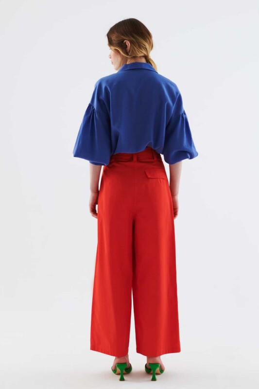 Geniş Paçalı Kadın Pantolon Nar Çiçeği - 2