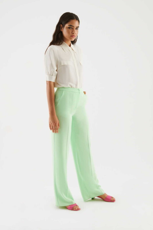 Geniş Paçalı Kadın Pantolon Yeşil - 3