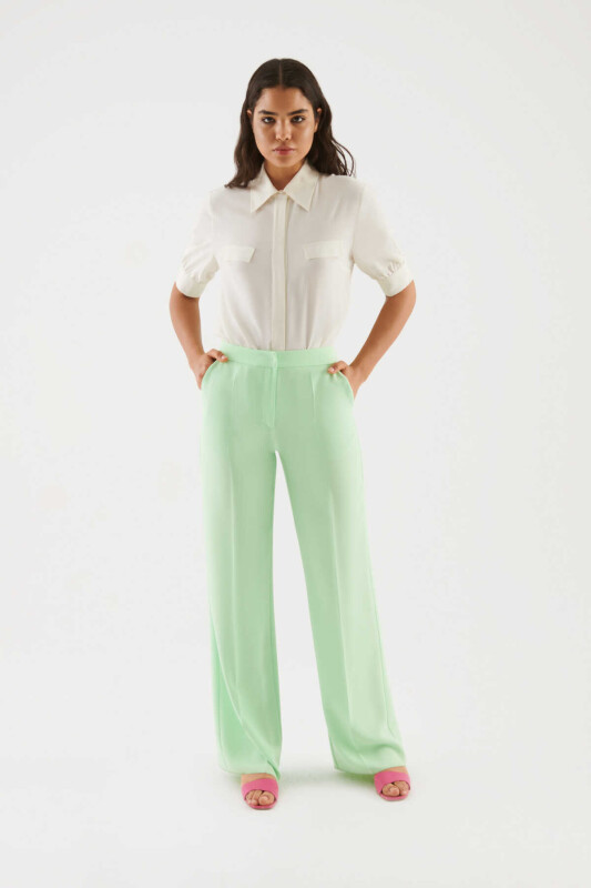 Geniş Paçalı Kadın Pantolon Yeşil - 1