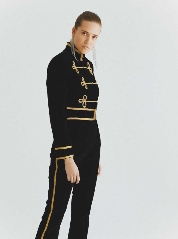  Gold Şerit Detaylı Kadın Ceket Siyah - 3