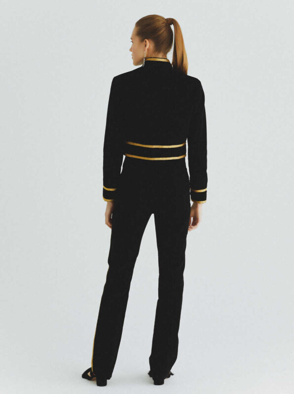  Gold Şerit Detaylı Kadın Ceket Siyah - 2