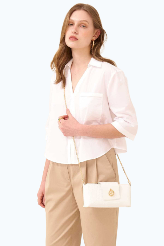 Gold Zincirli Çanta Beyaz - 2