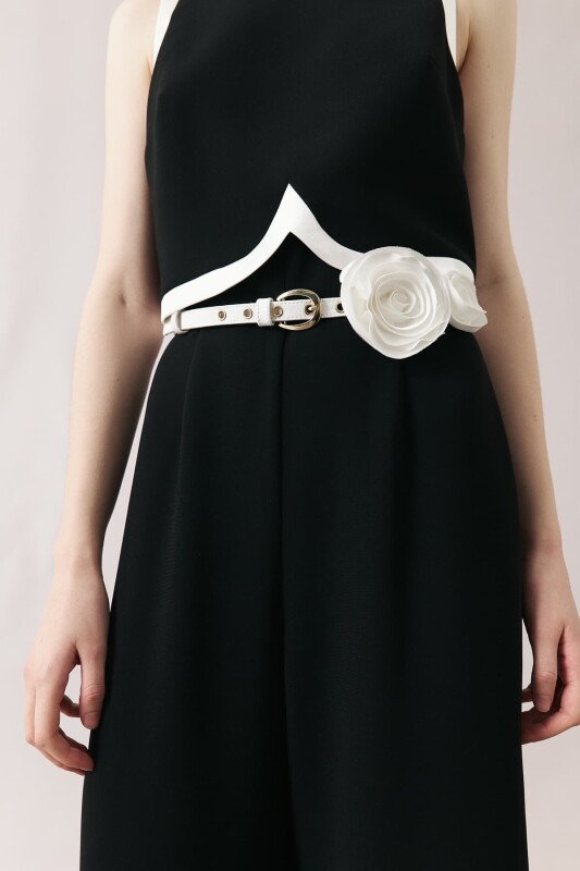 Gül Detaylı Kemer Beyaz - 2