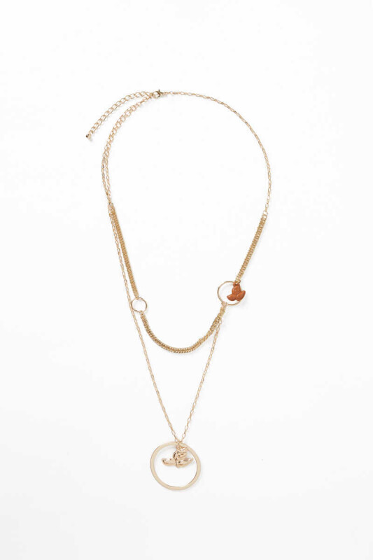  Halka Detaylı Uzun Kadın Kolye Standart Renk - 1