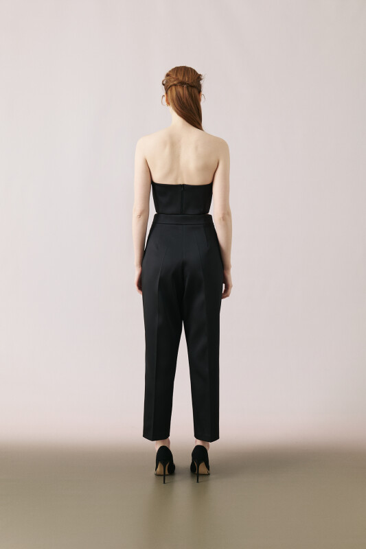 Havuç Saten Pantolon Siyah - Roman (1)