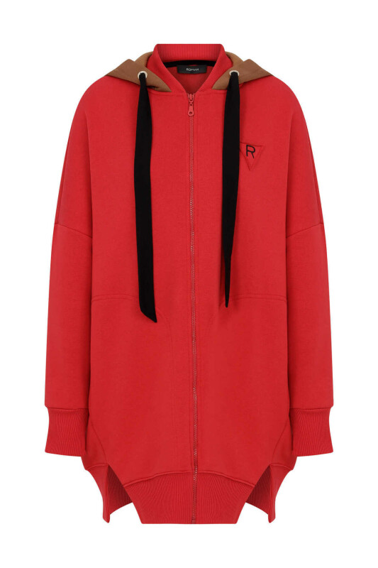  Hoodie Fermuarlı Kadın Sweatshirt Standart Renk - 4