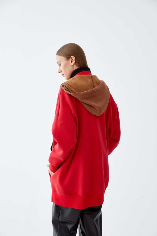  Hoodie Fermuarlı Kadın Sweatshirt Standart Renk - 2