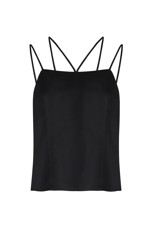 İnce Askılı Dekolteli Bluz Siyah - 4