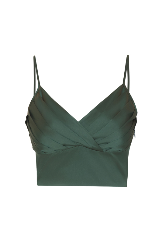 İnce Askılı Drapeli Büstiyer Yeşil - 5