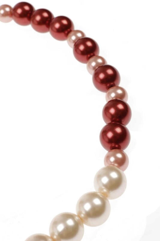  İncili Parlak Çift renkli Kolye Standart Renk - 2