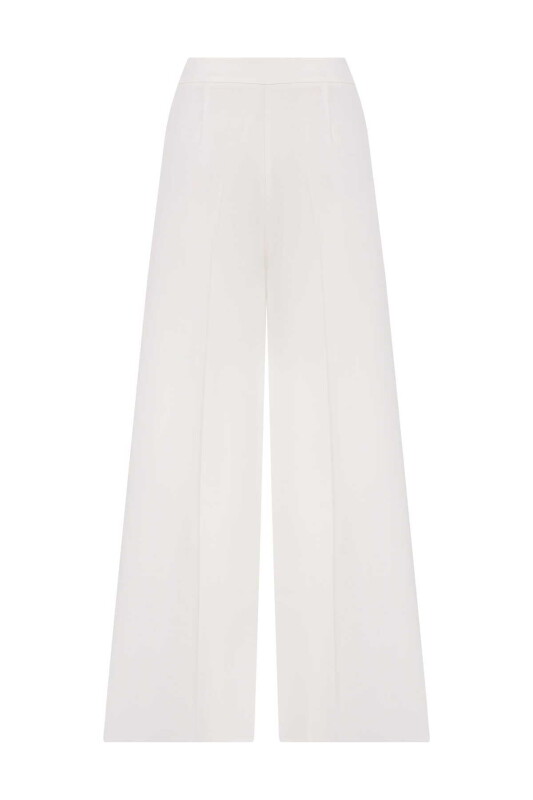  İpek Krep Palazzo Kadın Pantolon Ekru - 5