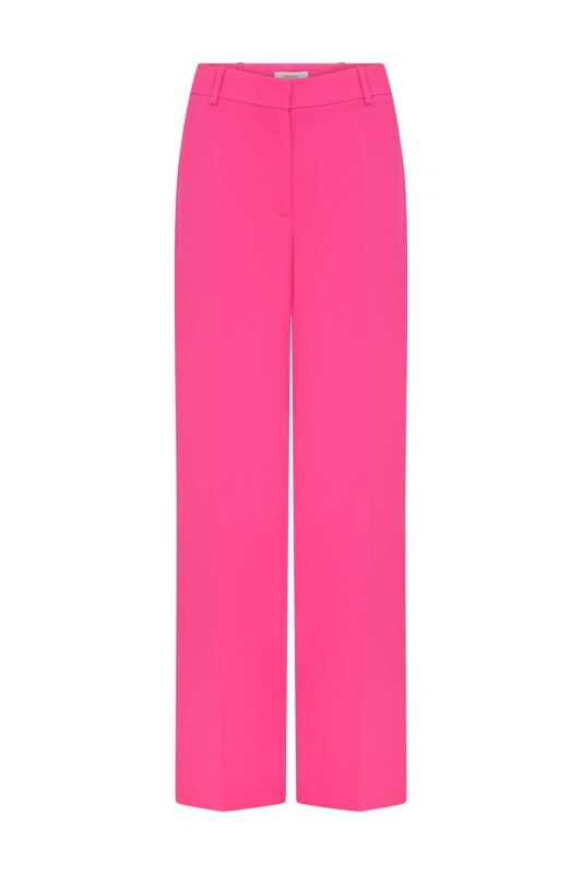  İpek Krep Palazzo Kadın Pantolon Fuşya - 4