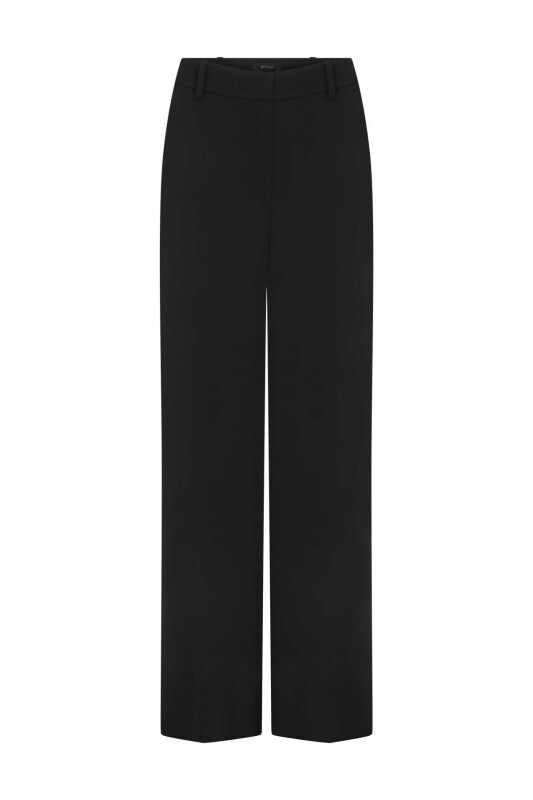  İpek Krep Palazzo Kadın Pantolon Siyah - 4