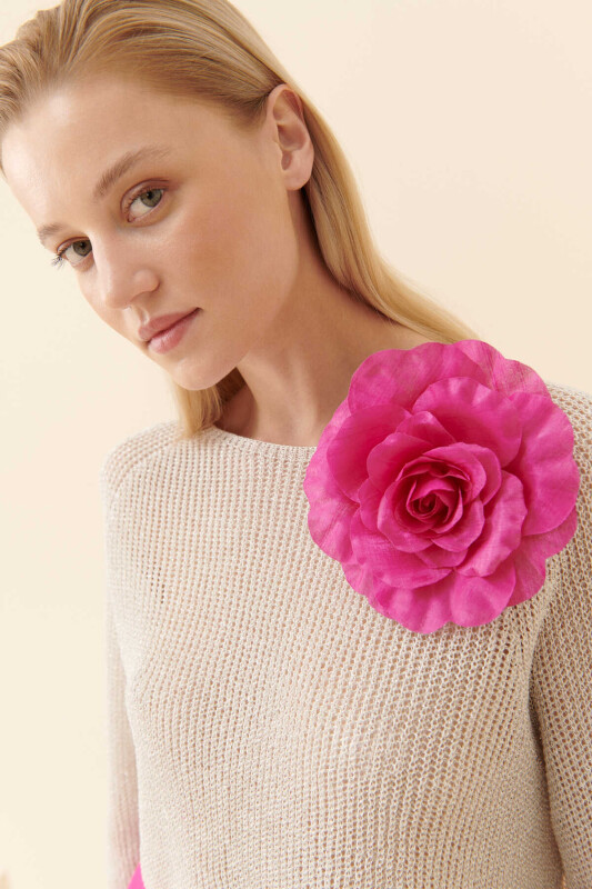 İri Çiçekli Broş Standart Renk - 1