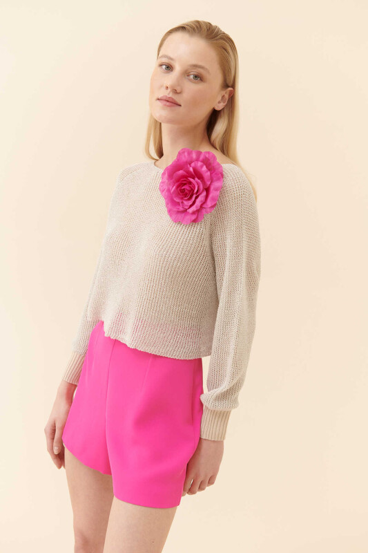 İri Çiçekli Broş Standart Renk - 2