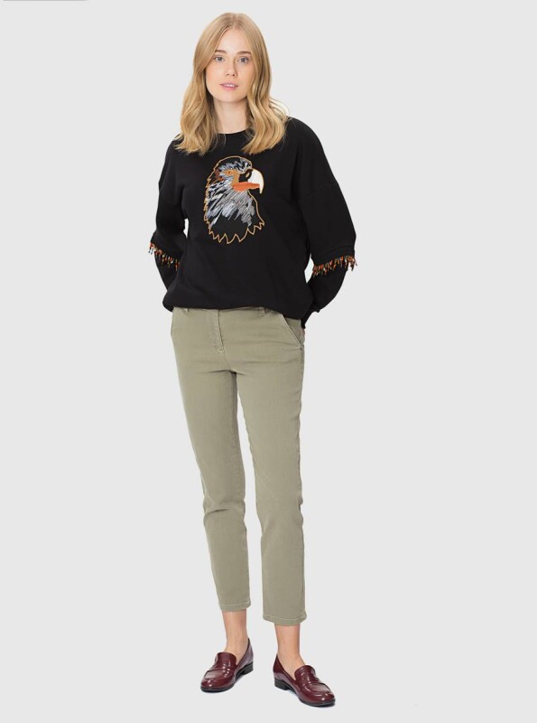  İşleme Detaylı Kadın Pantolon Bej - Roman