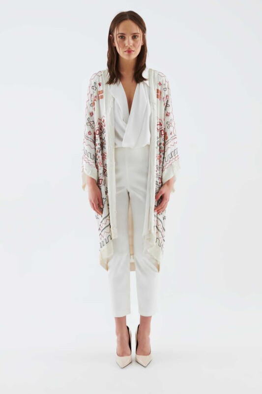 İşlemeli Abiye Kimono Standart Renk 