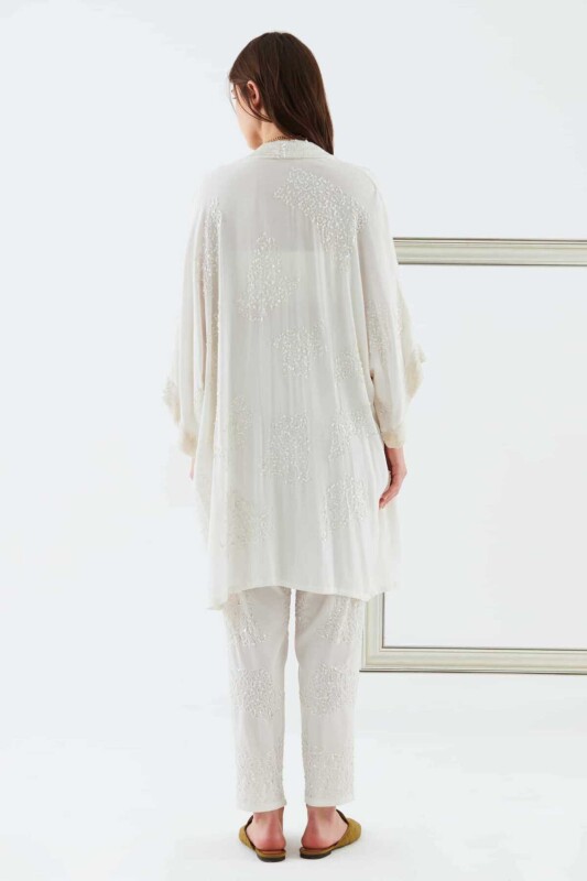 İşlemeli Desenli Abiye Kimono Standart Renk - 2