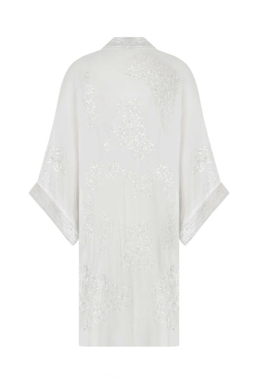 İşlemeli Desenli Abiye Kimono Standart Renk - 5