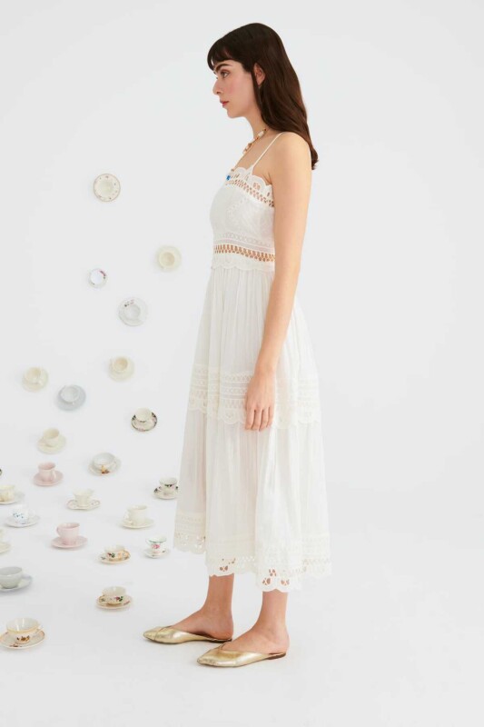 İşlemeli Günlük Elbise Standart Renk - 3