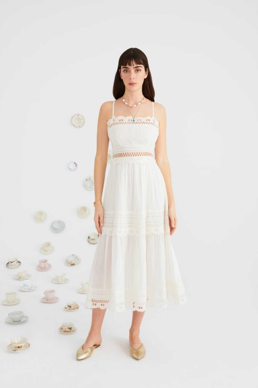 İşlemeli Günlük Elbise Standart Renk - 1