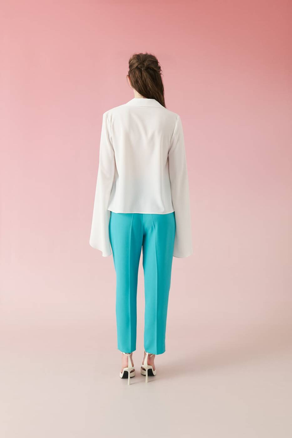 İspanyol Kol Krep Bluz Beyaz - 2