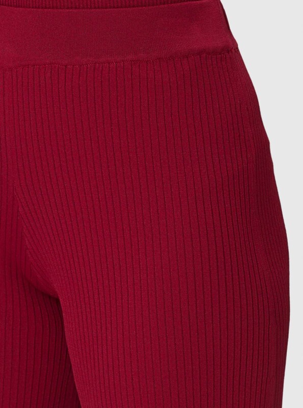  İspanyol Paça Triko Pantolon Vişne - 4