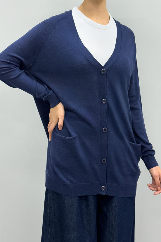 Düğmeli Triko Hırka Lacivert - 3