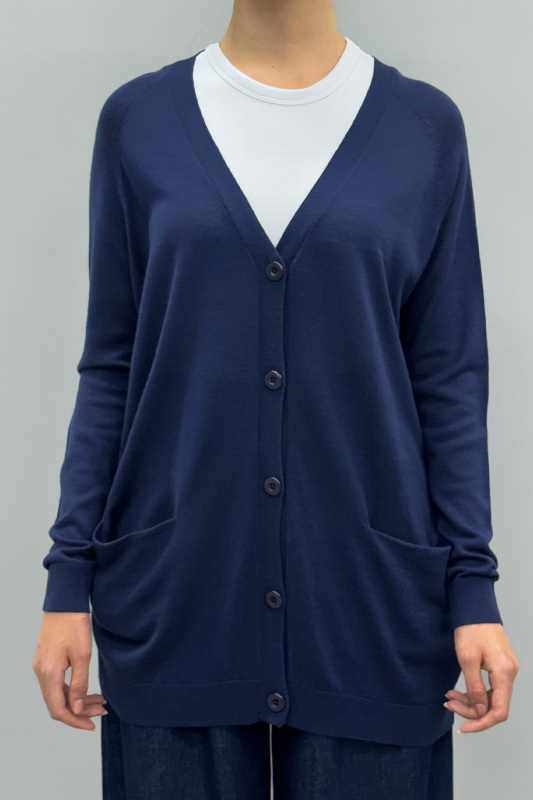 Düğmeli Triko Hırka Lacivert - 4