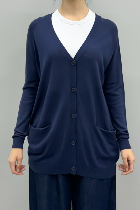 Düğmeli Triko Hırka Lacivert - 1