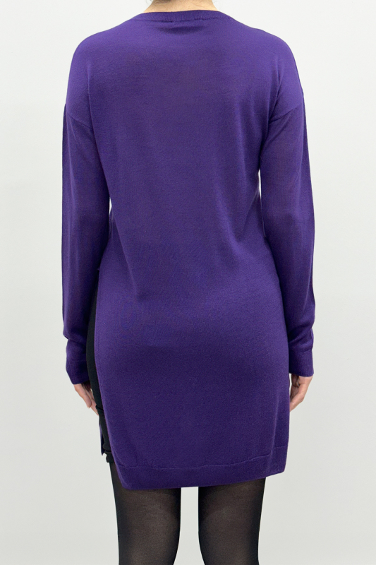 Bisiklet Yaka Triko Tunik Mor - 2