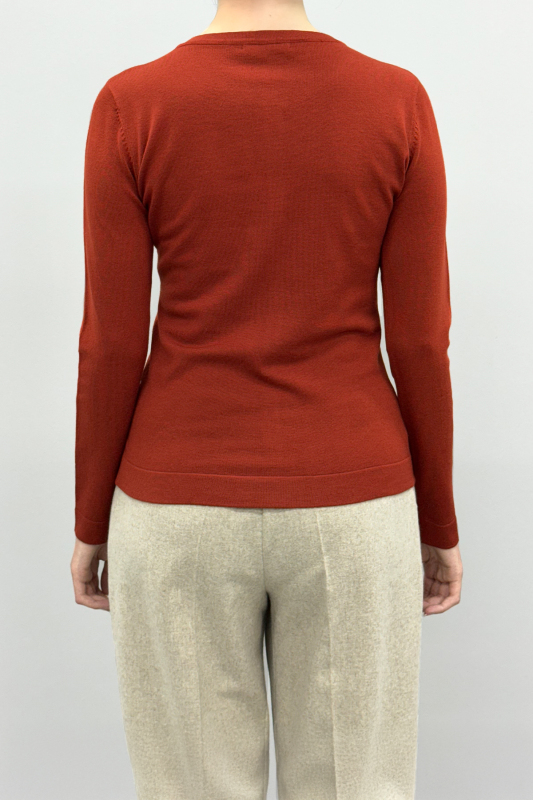 Bisiklet Yaka Düğmeli Triko Hırka Tarçın - 2