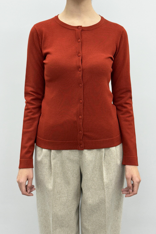 Bisiklet Yaka Düğmeli Triko Hırka Tarçın - 1