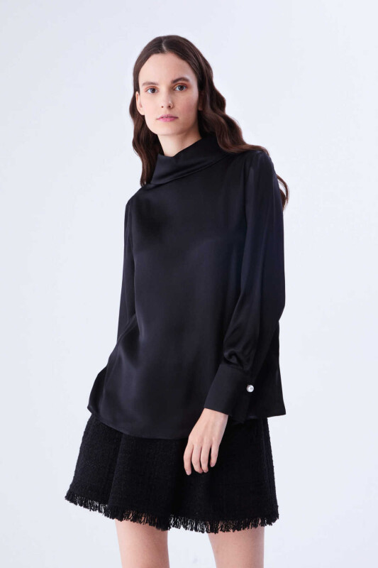 Uzun Kollu Bluz Siyah - 3