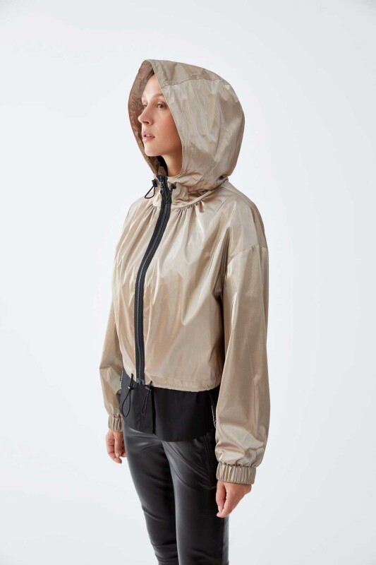 Kapüşonlu Yağmurluk Bej - 1