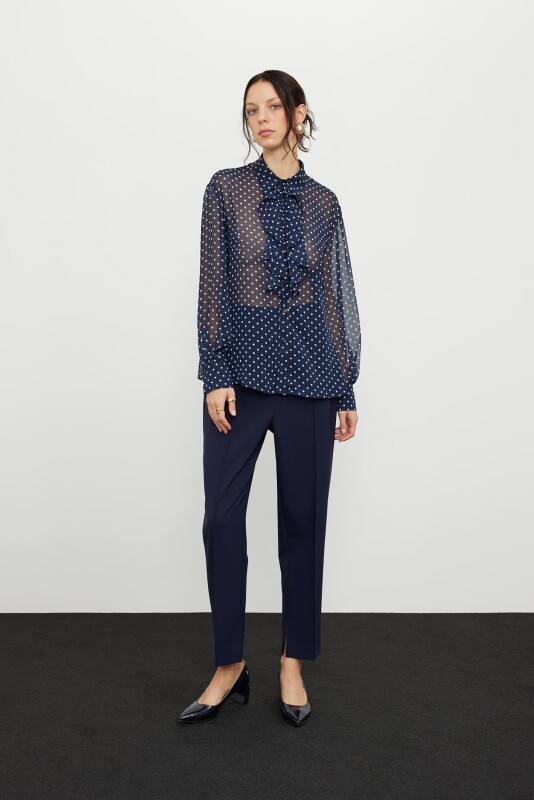 Volan Yaka Puantiyeli Gömlek Standart Renk - 4